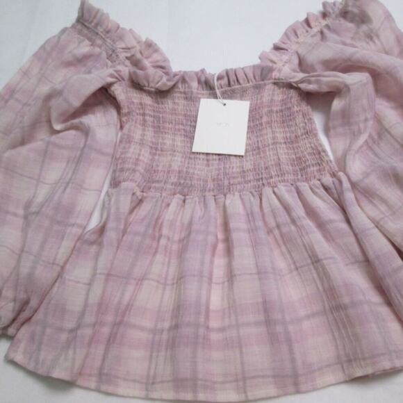 70/21 Checked Smocked Top Color: PURPLE MULTICOLOR Size: Large/12 Condition: NWT - Picture 4 of 16
